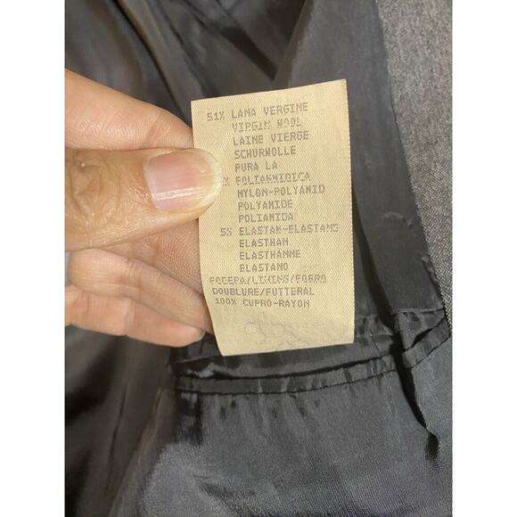 Emporio Armani Suit Jacket Mens 52 Gray Fitted Sports Jacket Wool Blend Stretch - Picture 9 of 11